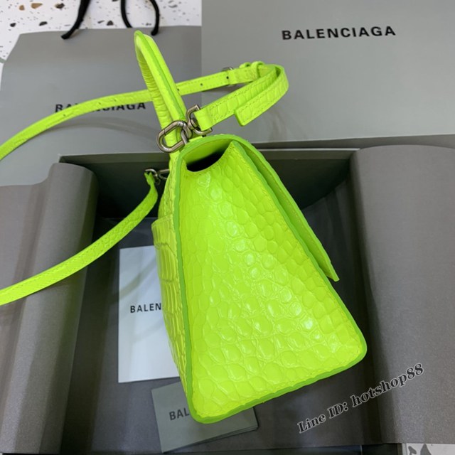 Balenciaga專櫃新款小號手提肩背女包原單沙漏包 巴黎世家螢光綠沙漏包 fyj1420